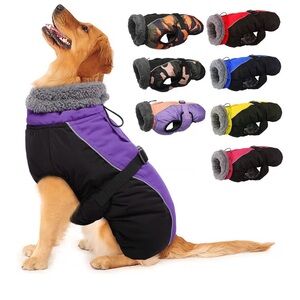 Extra Warm & Reflective Dog Jacket - Fleece Turtleneck Winter Coat - Medium